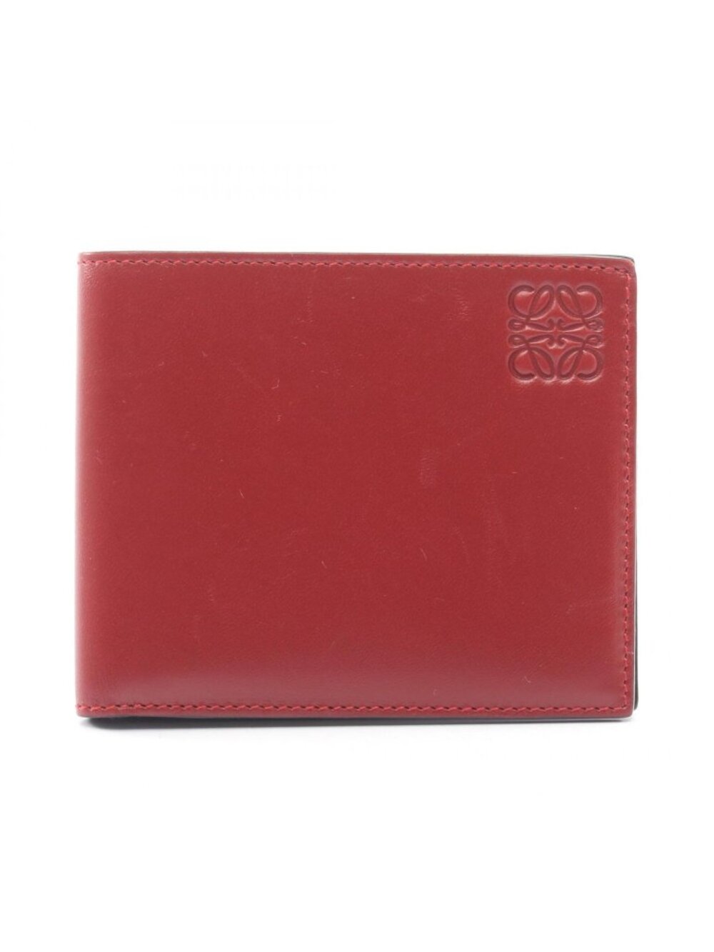 Loewe Billfold Anagram Red Black Leather Bifold Wallet